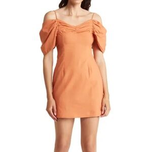 LUSH Off-the-Shoulder Dress Almond Orange S